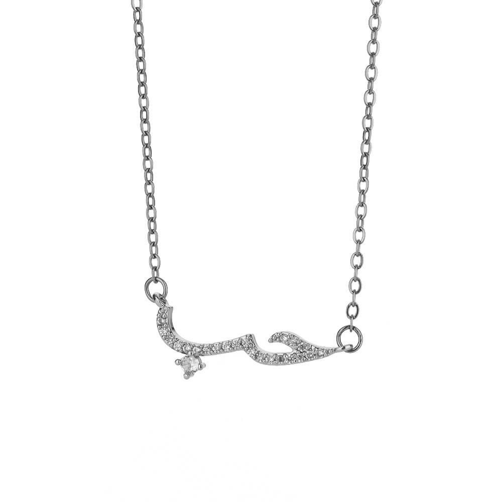 Luxury Zircon Arabic Necklace For Women Love Letter Pendant Stainless Steel Gold Color Clavicle Chain Couple Jewelry Gift