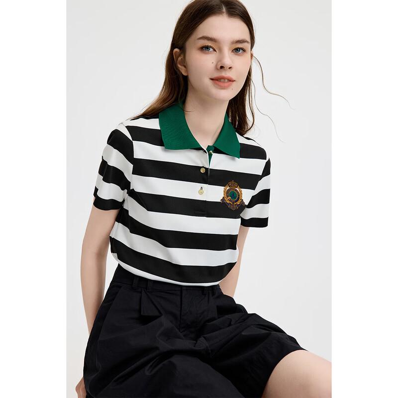 Navigare Women s Striped Short Sleeve Polo T-Shirt M