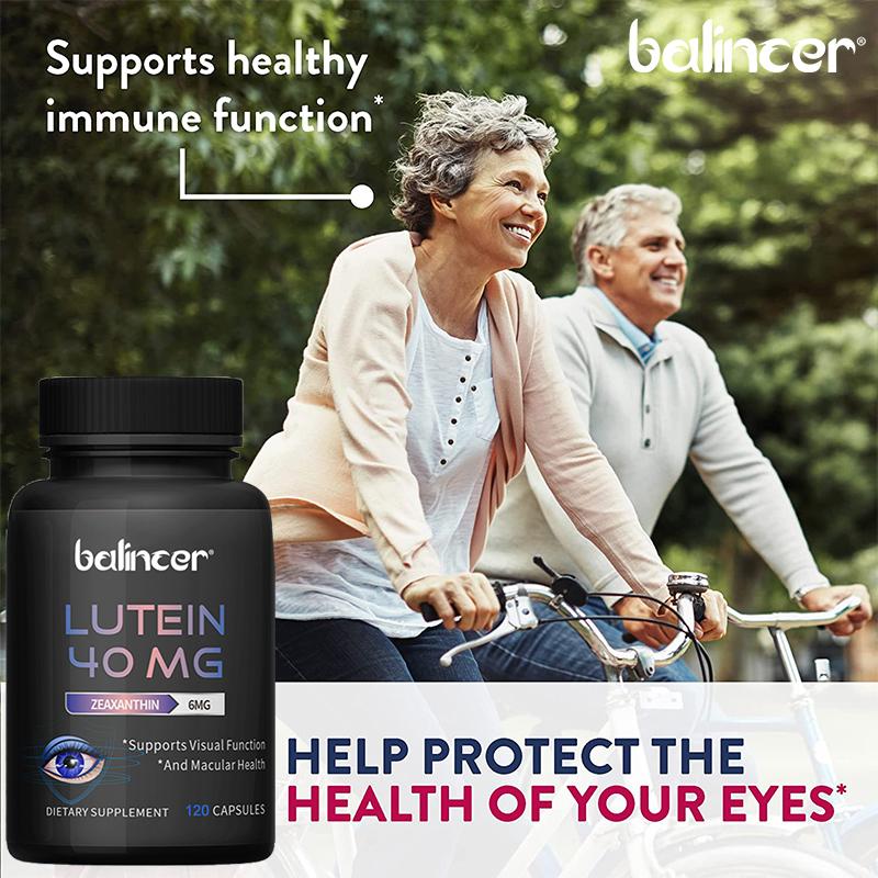 Lutein capsules contain 40mg lutein and 6mg zeaxanthin helping to relieve eye fatigue protect vision and eye health120 capsules