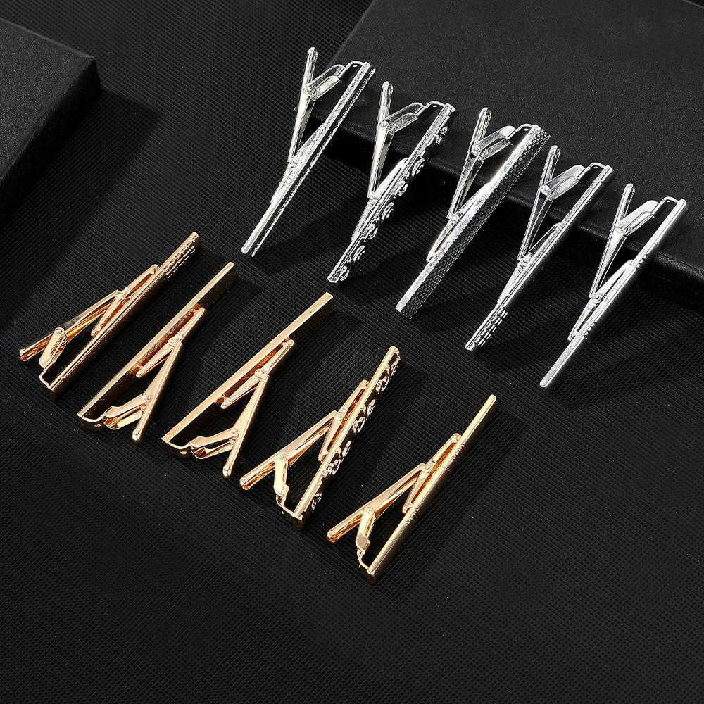 Funny 5 Styles Golden And Silvery Tones Pretty Pattern Design Tie Clip Mens Formal Party Jewelry Accessories