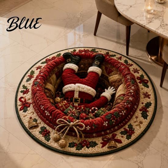 Kerst Vloermat Rond 3D Tapijt Optische Illusie Vloerkleed Kerstman Kabouter Gekwilt-achtig Antislip Woonkamer Tapijt Antislip Wasbaar voor Slaapkamer