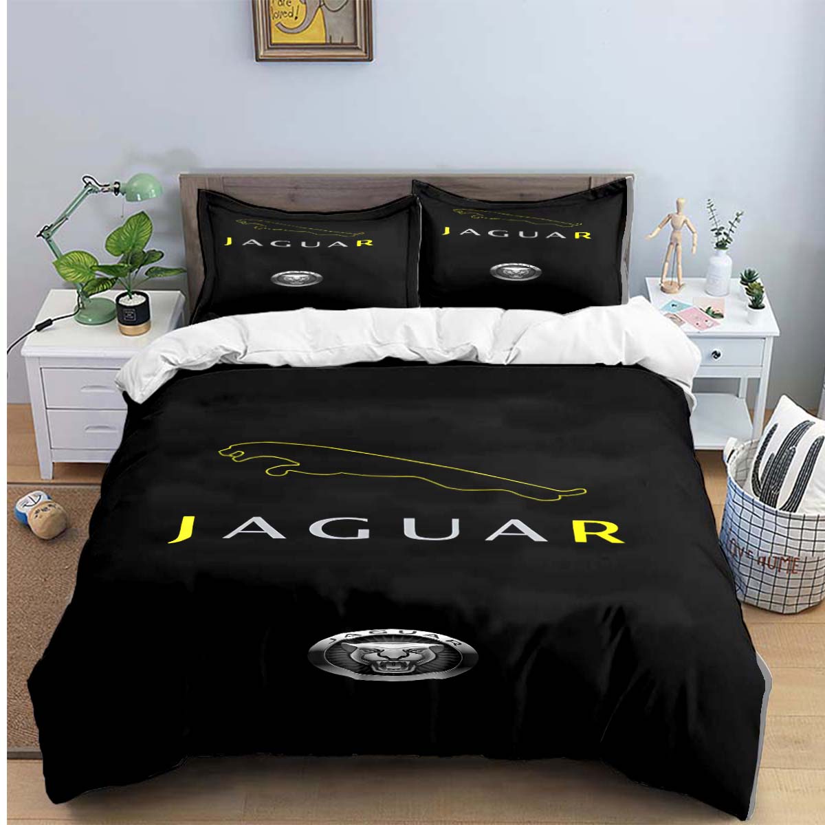 

Exquisite J-Jaguar Bedding Set Single Twin Full King Size Car Fans Bed Linen Adults Teens Bedroom Birthday Gift EU King(240*220cm)3pcs