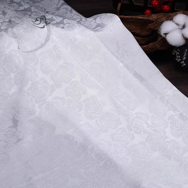 Wide 150cm Rose Jacquard Fabric for Needlework Cheongsam Dress Pajamas Costume Diy Sewing Soft Micro Elastic Cloth