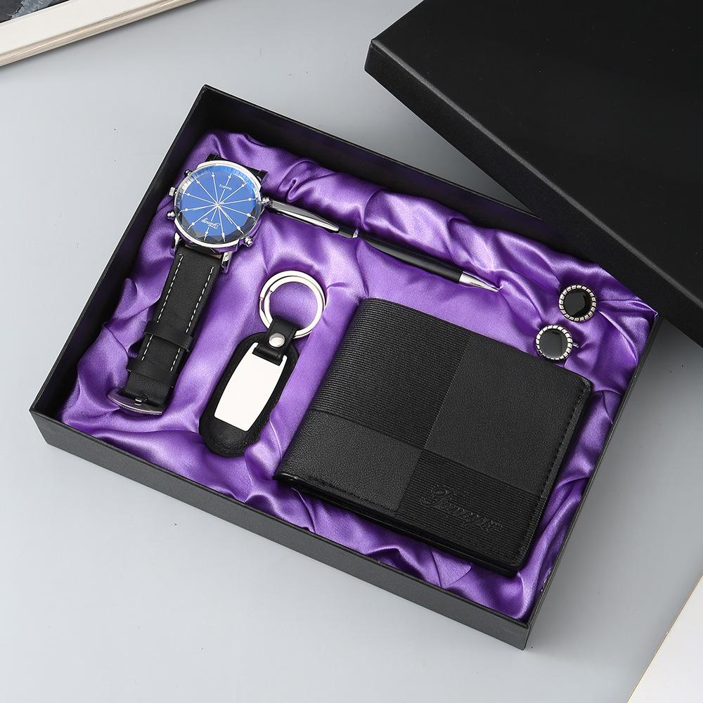 Set de Regalo para Hombre, Cartera + Reloj + Caja para Cinturón, Regalo de San Valentín Día del Padre para Novio Amigo