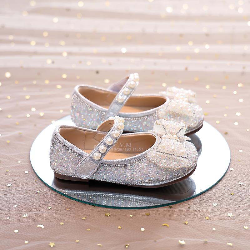 

Girls Princess Shoes New Children s Single Shoes Leather Shoes Crystal Shoes Baby Dress Shoes Girls Soft Sole Spring and Autumn 36(Inner Length22.0cm) бежевий