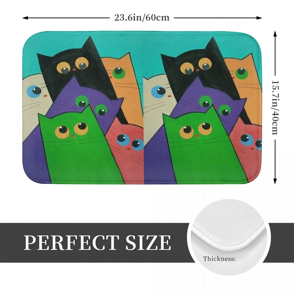 Art Cute Cat Kitten Anti-slip Doormat Floor Mat Washable Carpet Rug for Kitchen Entrance Home Bathroom Living Room Footpad Mats