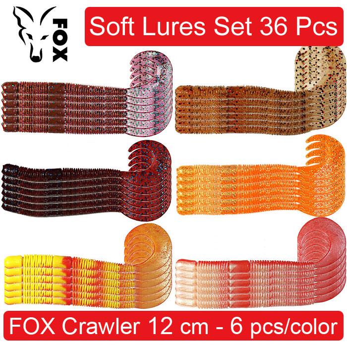 

Soft Lures Set FOX CRAWLER #2, 120 мм. Набір силіконових приманок для риболовлі, хробаки, твістер - 36 шт. 36 pcs