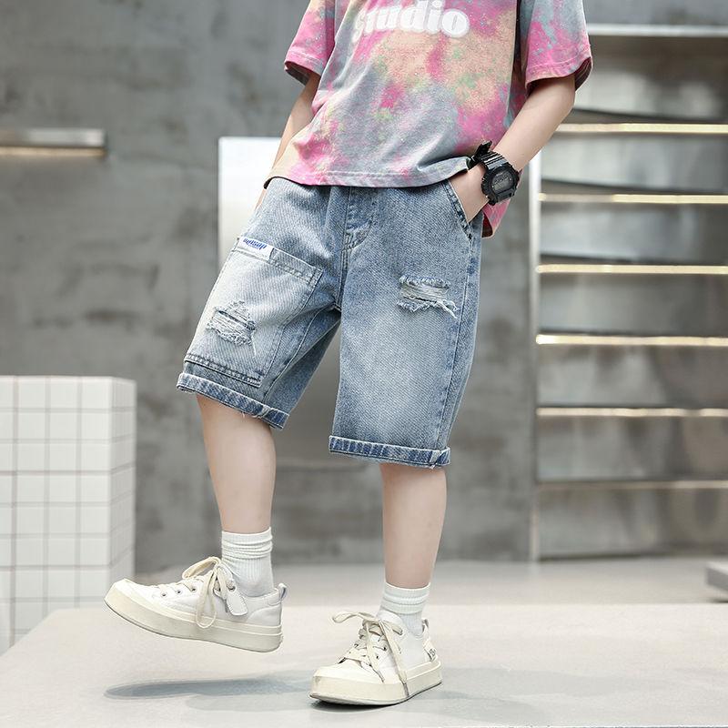 

Детская одежда Джинсовые шорты для мальчиков Детские шорты Летние шорты Укороченные шорты Студенческие брюки 170