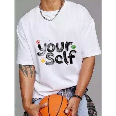 T-shirt z okrągłym dekoltem Biały Ty z buźkami i nadrukiem słońca Odzież codzienna do codziennego użytku