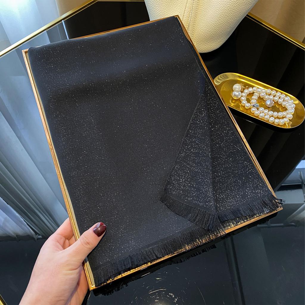 Cachecol de Seda Dourada Tencel Algodão Cor Sólida Seda Cachecol Feminino Moda Versátil Imitação Seda Cachecol Fino Longo Cachecol de Praia Cachecol