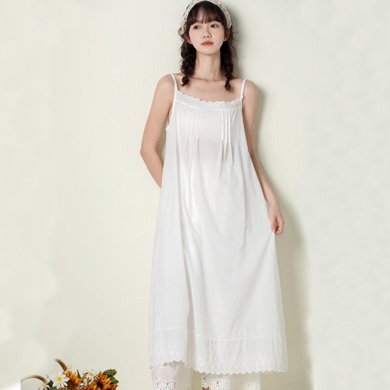 Johnature Sommer Japanische Casual Spaghetti Strap Dünne Alle Spiel Kleid Frauen Einfarbig Baumwolle Weibliche Kleider