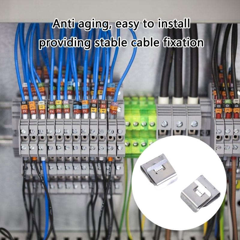 Paket med 200 rostfria kabelklämmor för solpanelsledningshantering och elektrisk organisation