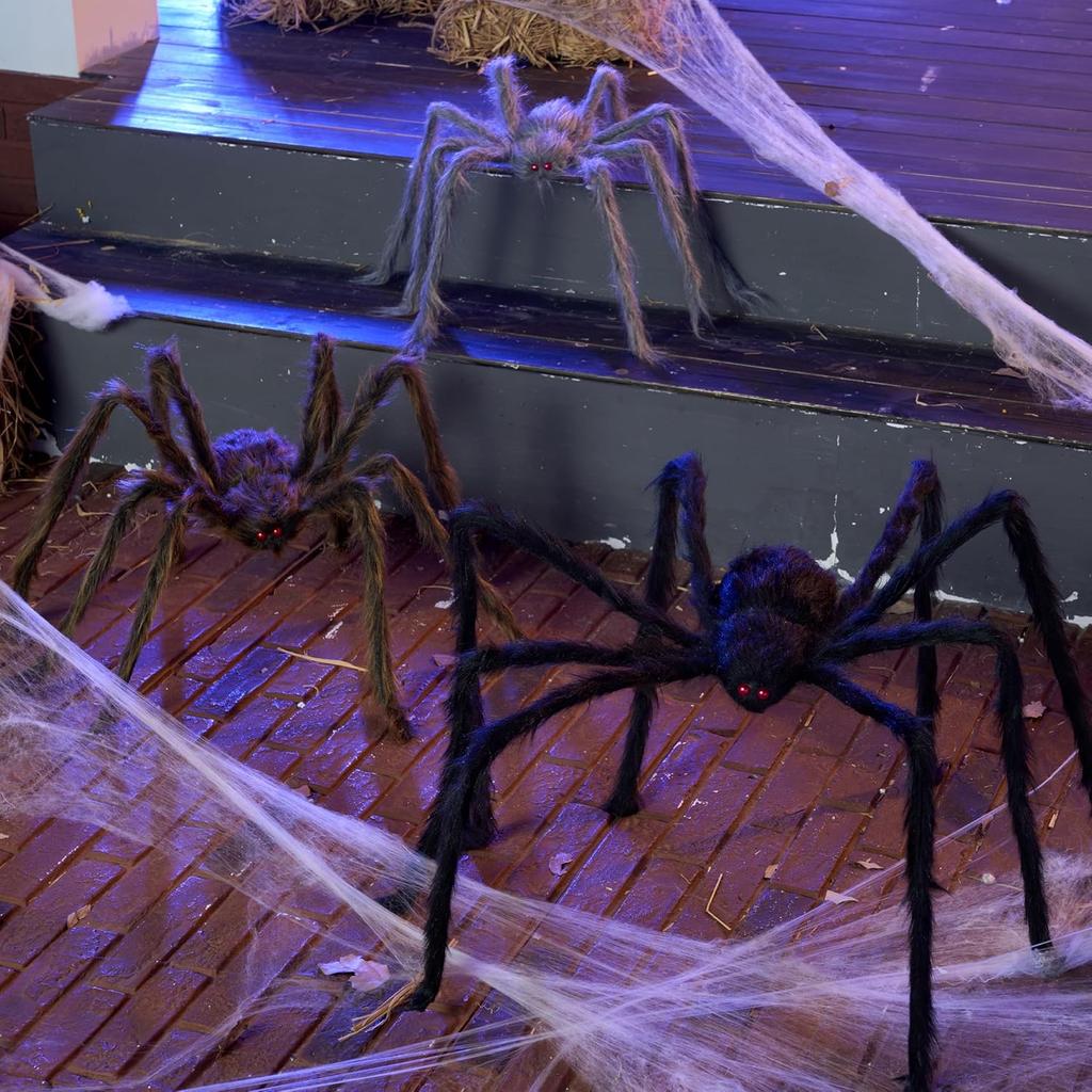 Pcs Halloween Spiders Fake Hairy Giant Decor Yard Lawn Porch Indoor Haunted House Scary Prop JOYFY 3 for Kid Friendly Entertaining Fun Play Safe