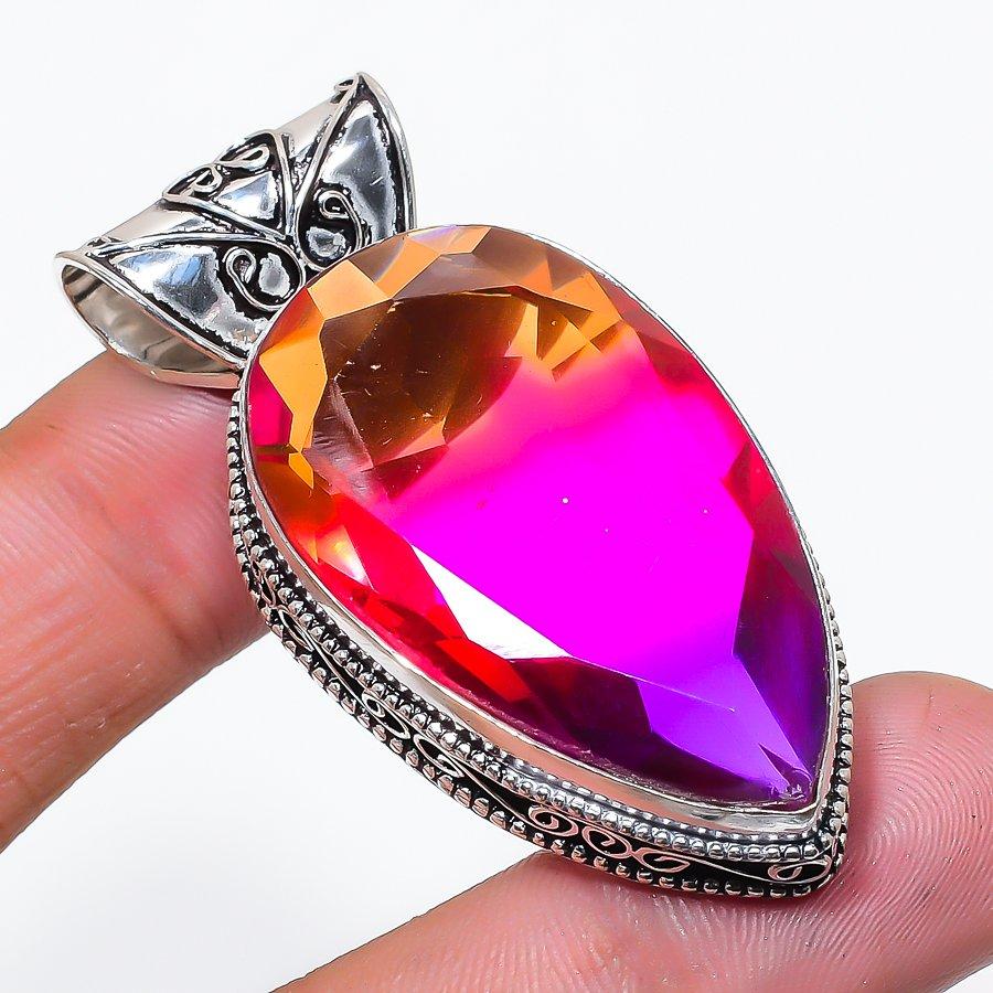 

Natural Bi-Color Tourmaline Gemstone 925 Sterling Silver Pendant 2.17 AP-14330