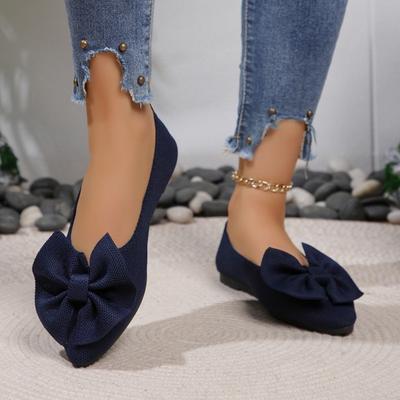 Chaussures plates à bout pointu et nœud pour femmes, chaussures de marche en daim, sandales décontractées à la mode pour le printemps, peu profondes