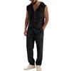Completo casual da uomo con gilet senza maniche con cappuccio e pantaloni