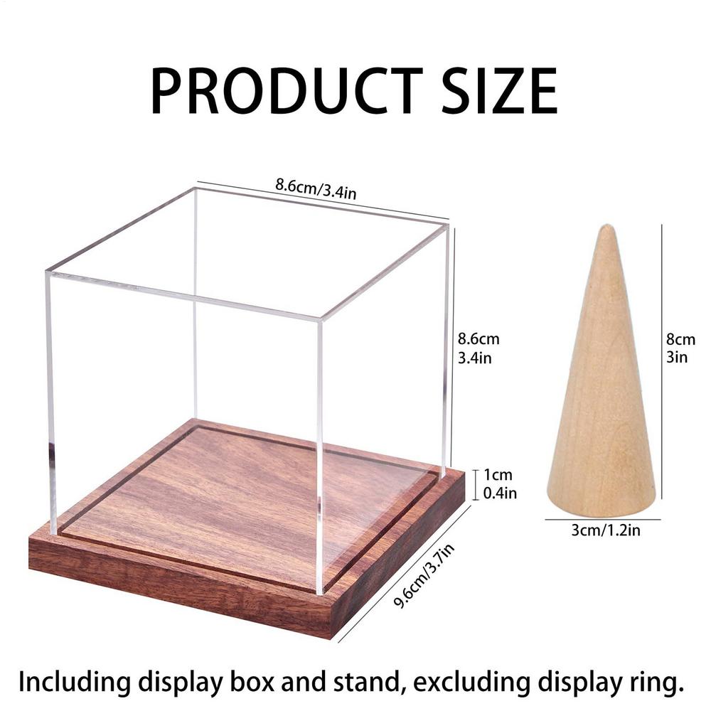 

Ring Case Display Softball Football Ring Holder Acrylic Showcase With Wooden Base Storage Accessories For Softball Tournament белый