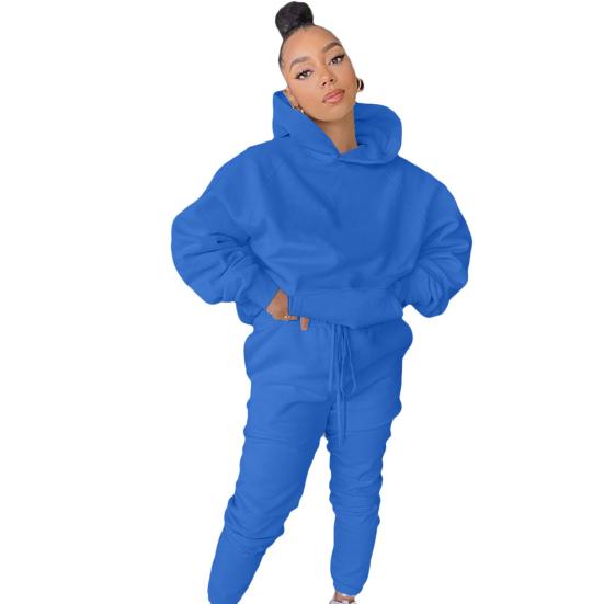 Sportbekleidung, mehrfarbig, warm, flexibel, Damen-Outfits für den Herbst, Kapuzenpullover-Anzug