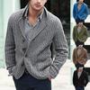 Men's Chunky Knit Cardigan with Cable Stitch Detail, Four-Button Front, Available In Multiple Colors