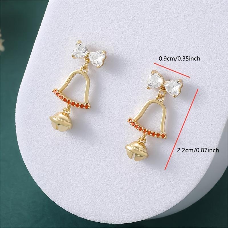 1 Pair New Christmas Bowknot Christmas Bell Earrings for Women Sweet Versatile Cute Bell Earrings New Year Birthday Gift