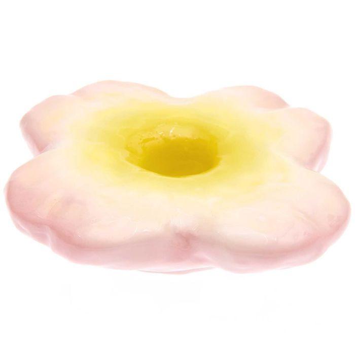 Pink Flower Ceramic Candle Holder