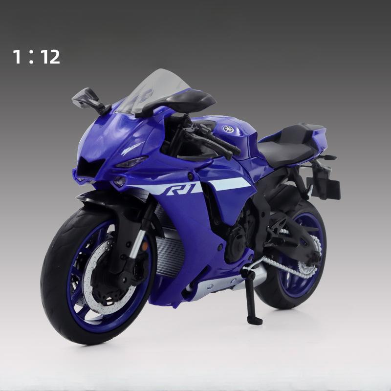 

1:12 Yamaha YZF-R1M Motorcycle Alloy Diecast Models Toys Cars Loadable Auxiliary Wheel Off-road Motorcycles Model for Boy Gifts синий