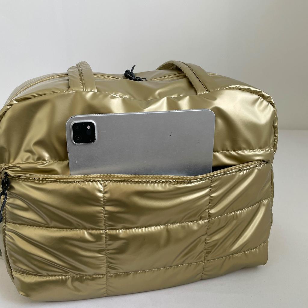 Yogodlns Quilted Solid Color Padded Travel Bag Portable Stylish Large Capacity Handbag for Women Sports Work & Everyday Use