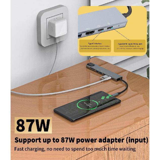 USB C to HDMI,Ethernet,USB A,Type-c,TF Micro SD Card Reade(8in1) Dual Monitor for TV Display Dongle Adapter Docking Station Hub Laptop Extender