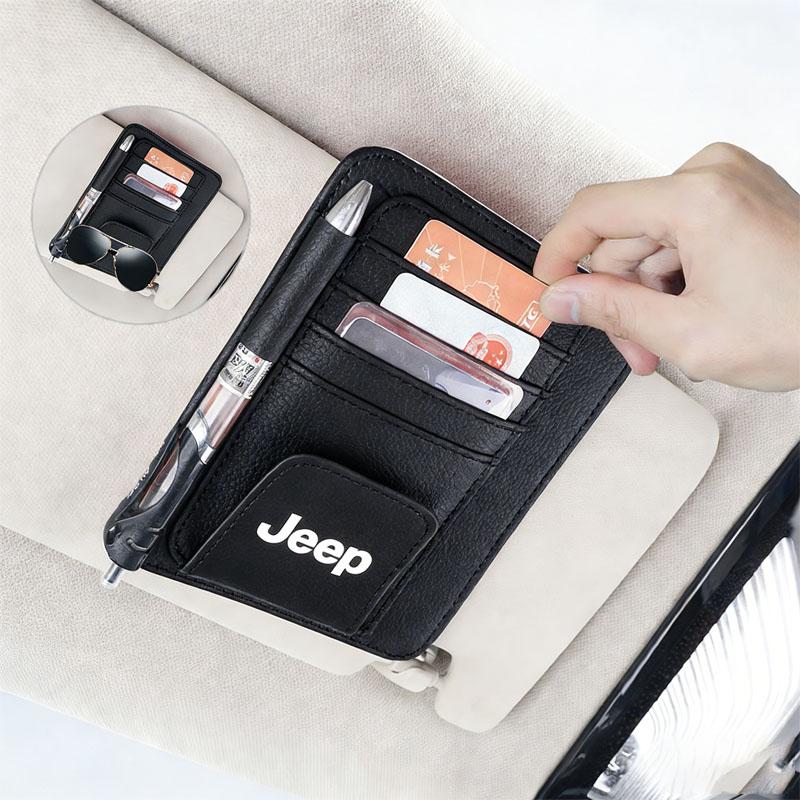 Car Sun Visor Organizer Storage Bag Sunglasses Case For Jeep Wrangler Rubicon Renegade Compass Grand Cherokee Patriot Liberty jk ALX1