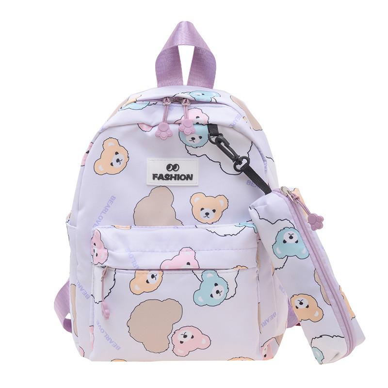 Polyester Cartoon Bear Kids Backpack With Lightweight Design For School
