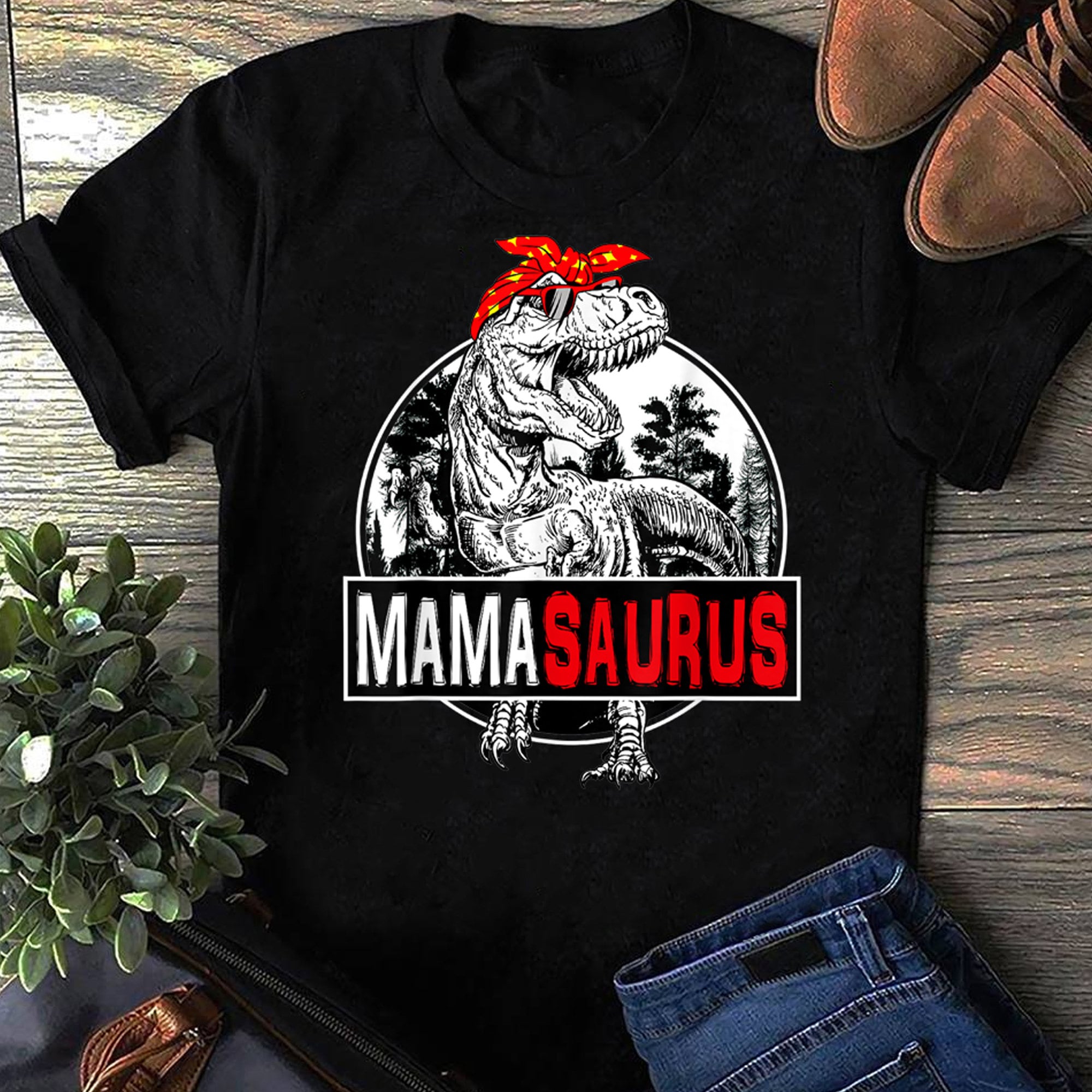 Mothers Day Mamasaurus T Rex Dinosaur Funny Mama Saurus Women T Shirts S