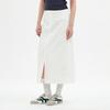 Elssibeui Linen Front-Slit Long Skirt_White