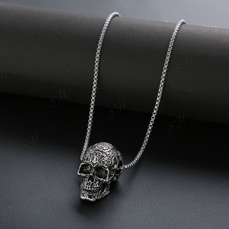Gothic Ghost Skull Dragon Head Necklace, Punk Rock Men's & Kid's Jewelry