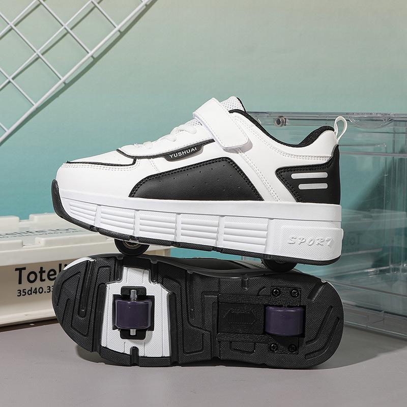 Transformable Double Roller Skates for Kids: Stylish Boys & Girls Wheeled Sneakers