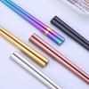 1 Pair Reusable Rainbow Portable Stainless Steel Dining Chopsticks Kitchen Tool