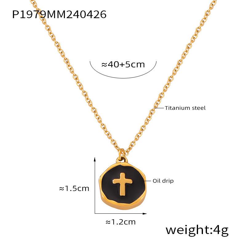 Peach Heart Flow Su Pendant Necklace Niche Personality Design Cross Titanium Steel Jewelry Set Women