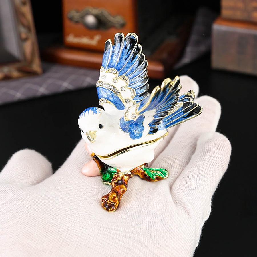 Enamel Diamond Magpie Jewelry Box Crafts Creative Home Jewelry Box Ornament Small Storage Box Dust Flip Home