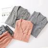 Spring and Summer Pure Cotton Washed Cotton Hidden Compartment Lapel Collar Couple Men's Women's Short-sleeved Trousers Lapel Collar Cardigan Pajamas
