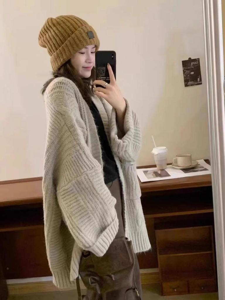 Korean Loose Knit Sweater Cardigan - Mid-Length Women's Autumn/Winter Style