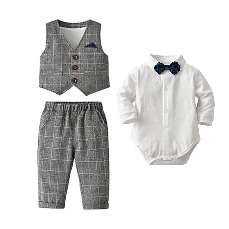 Kids' Spring/Autumn Vest & Suit Set - Baby Gentleman Formal Wear for Boys