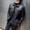 Autumn Men Casual Biker Jacket Men Pu Leather Coat Youth Leisure Faux Leather Jacket Male Loose Fit Mixed Leather Jacket