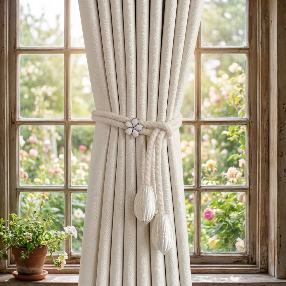 Minimalist Flower Curtain Tiebacks Adjustable Curtain Tie Rope Modern Curtain Buckles  Living Room