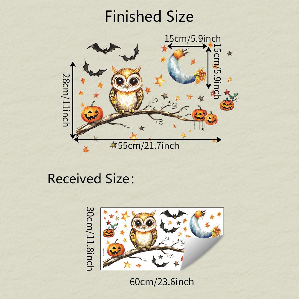 

Хэллоуин Мультяшные Ветви Совы Летучие мыши Тыквы Спальня, Гостиная Украшение дома Наклейки на стены