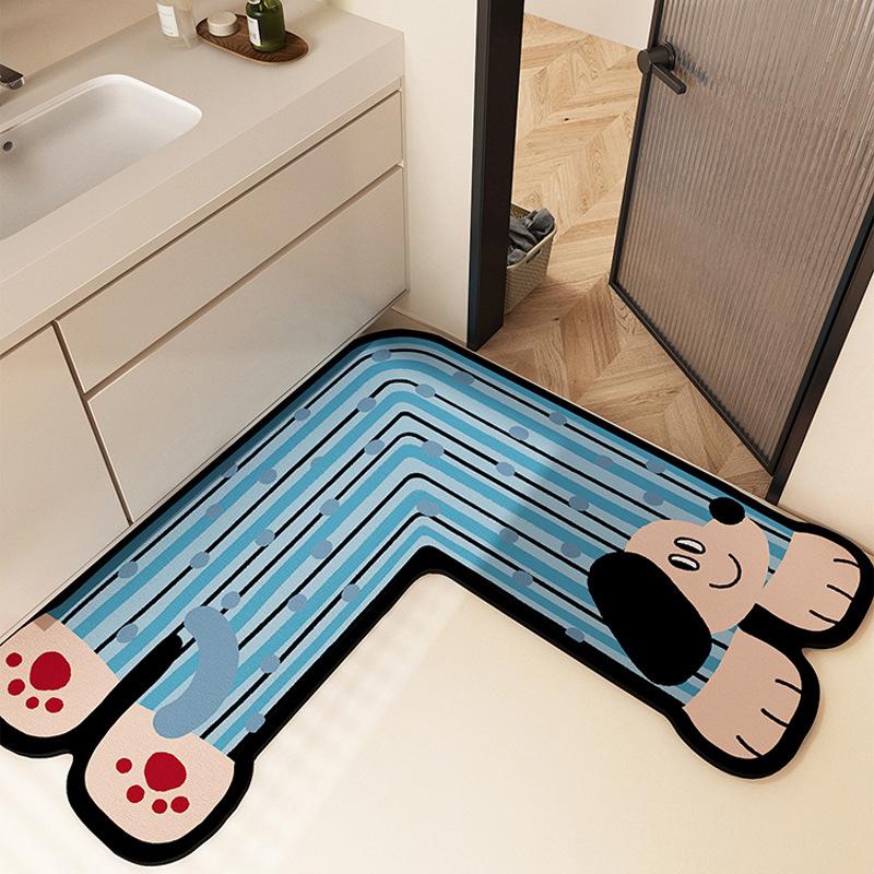 Diatom Mud Cartoon Kitchen Mat, Water Absorption, Non-Slip And Quick-Drying, Special-Shaped Floor Mat, Wear-Resistant And Dirt-Resistant, Easy To Take