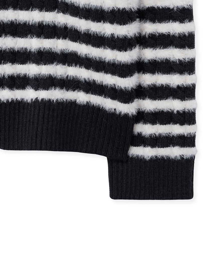 NOIRER Cable Half Stripe Knit (Black)