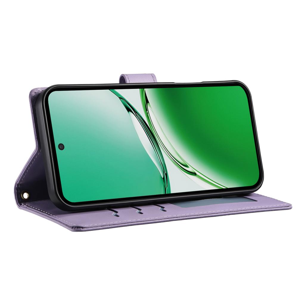 For Oppo Reno14 5G (Global) Case Rhombus Stitching Wallet Stand Leather Phone Cover with Long/Short Strap