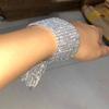 Hot Sale Full CZ Cubic Zirconia Wide Long Tassel Strand Bracelets  for Women Silver Plated Copper Accessories Wholesale