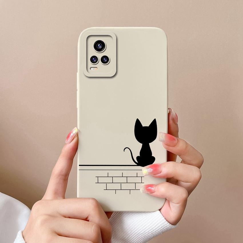 Case For Vivo V17 V20 S19 Y75 S16 Y77 Funny Cartoon Cat Pattern Phone Covers Screen Protector Soft Silicone Anti Slip Protection For Vivo Bumper Shell