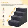 Four-Step Dog Stairs, with Washable Plush Cover, for High Bed Sofa, Dog Stairs for Small Dog and Cat - Dark Grey