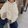 Autumn Winter Velvet Hooded Oversized Hoodie Women Loose Top Letter Print for Student Ladies